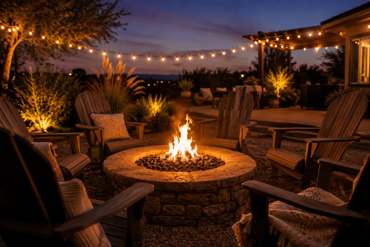 Evening fire pit